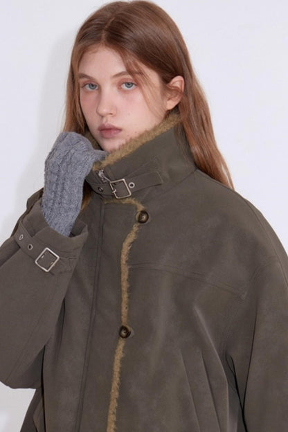 Furry Patchwork Leather Jacket