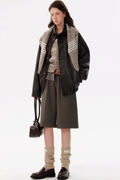 Casual Maillard Cropped Suit Pants