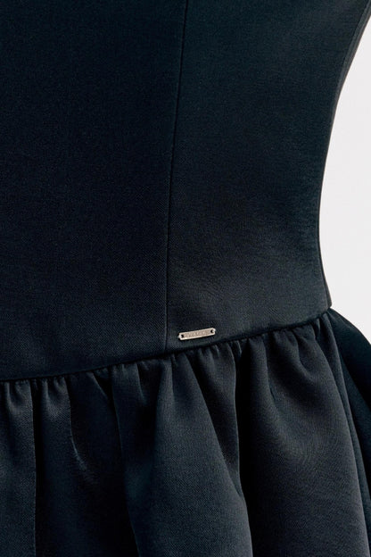 Three-Dimensional Bow Satin Cropped Dress