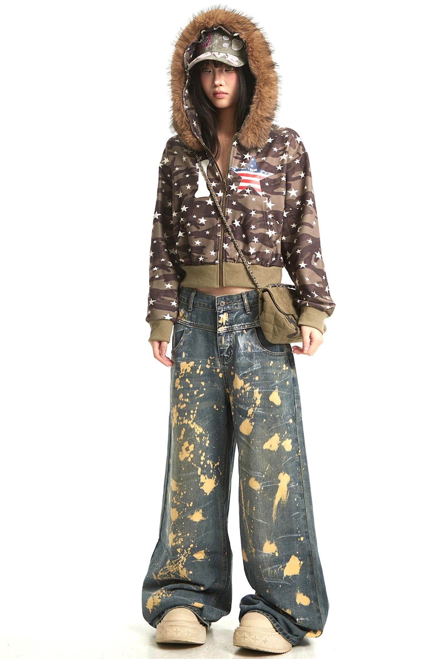 Vintage Mountain Fur Collar Slim Jacket