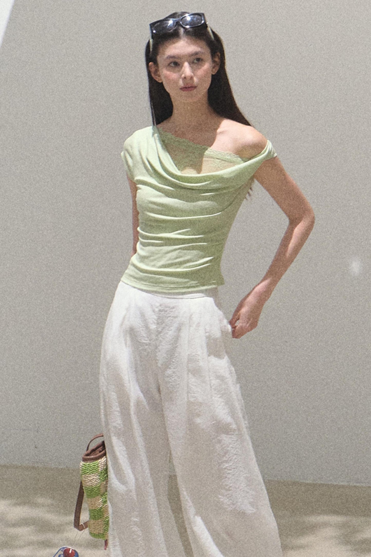 Iridescent Wide-Leg Trousers