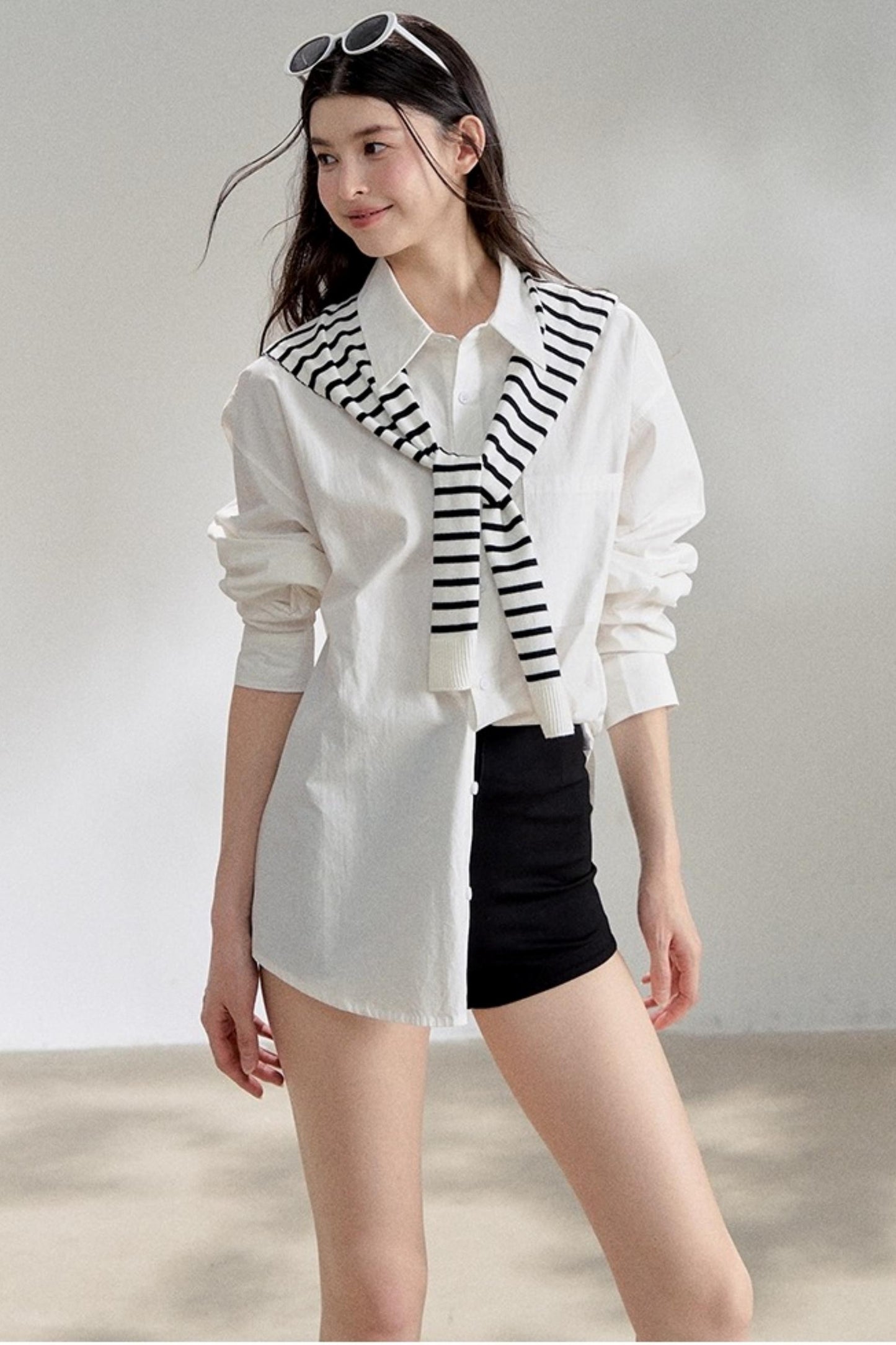 White Striped Oversize Shirt