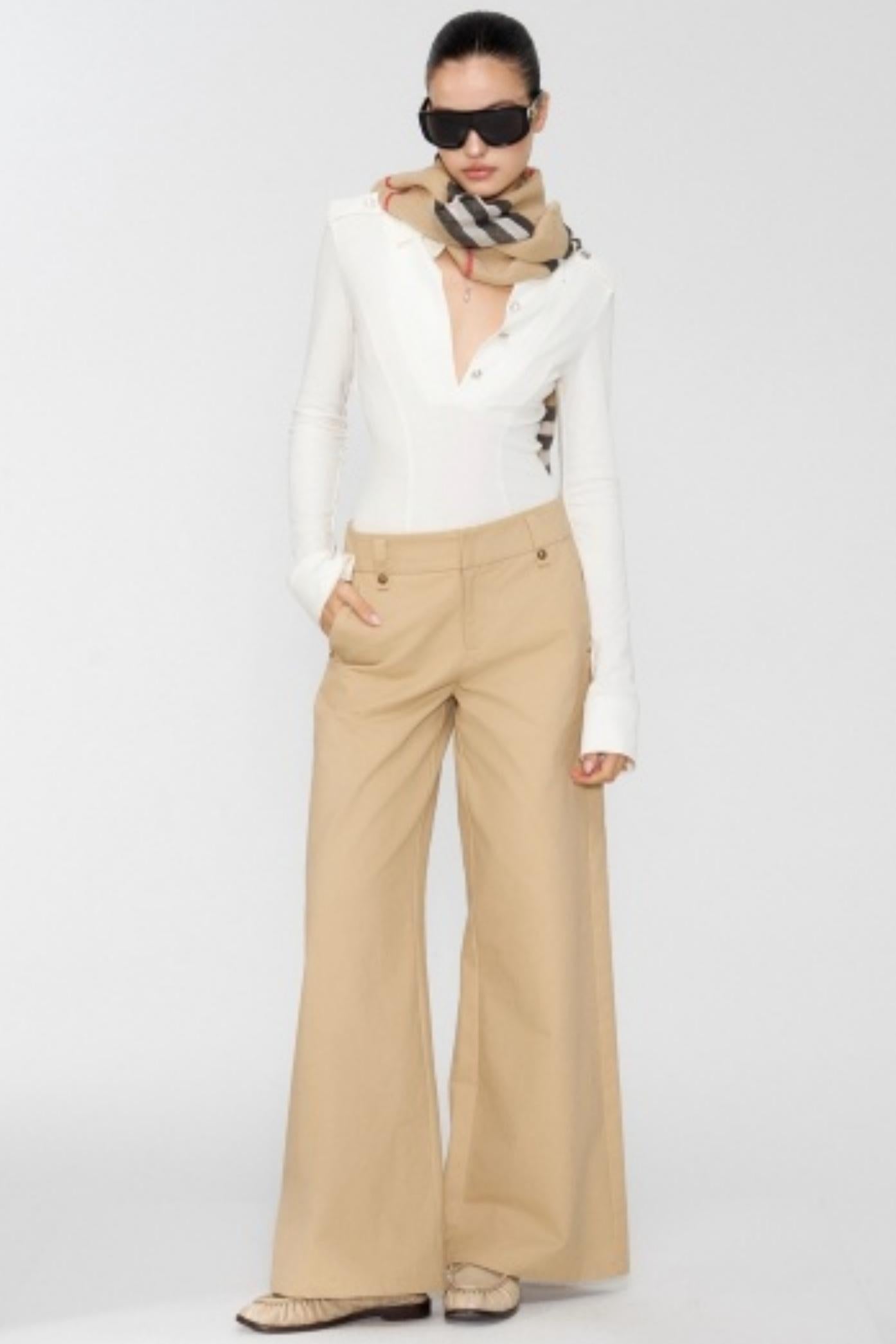 White Workwear Long Sleeve Top