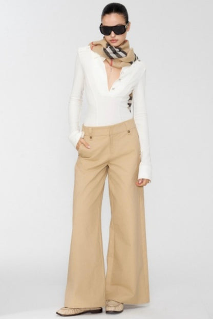 White Workwear Long Sleeve Top