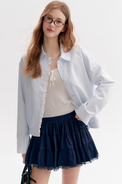 Ballet Lace Puffy A-Line Short Skirt