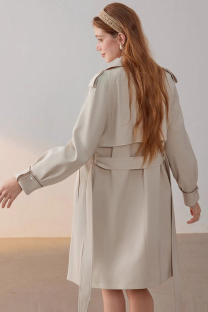 Beige Collar Trench Coat