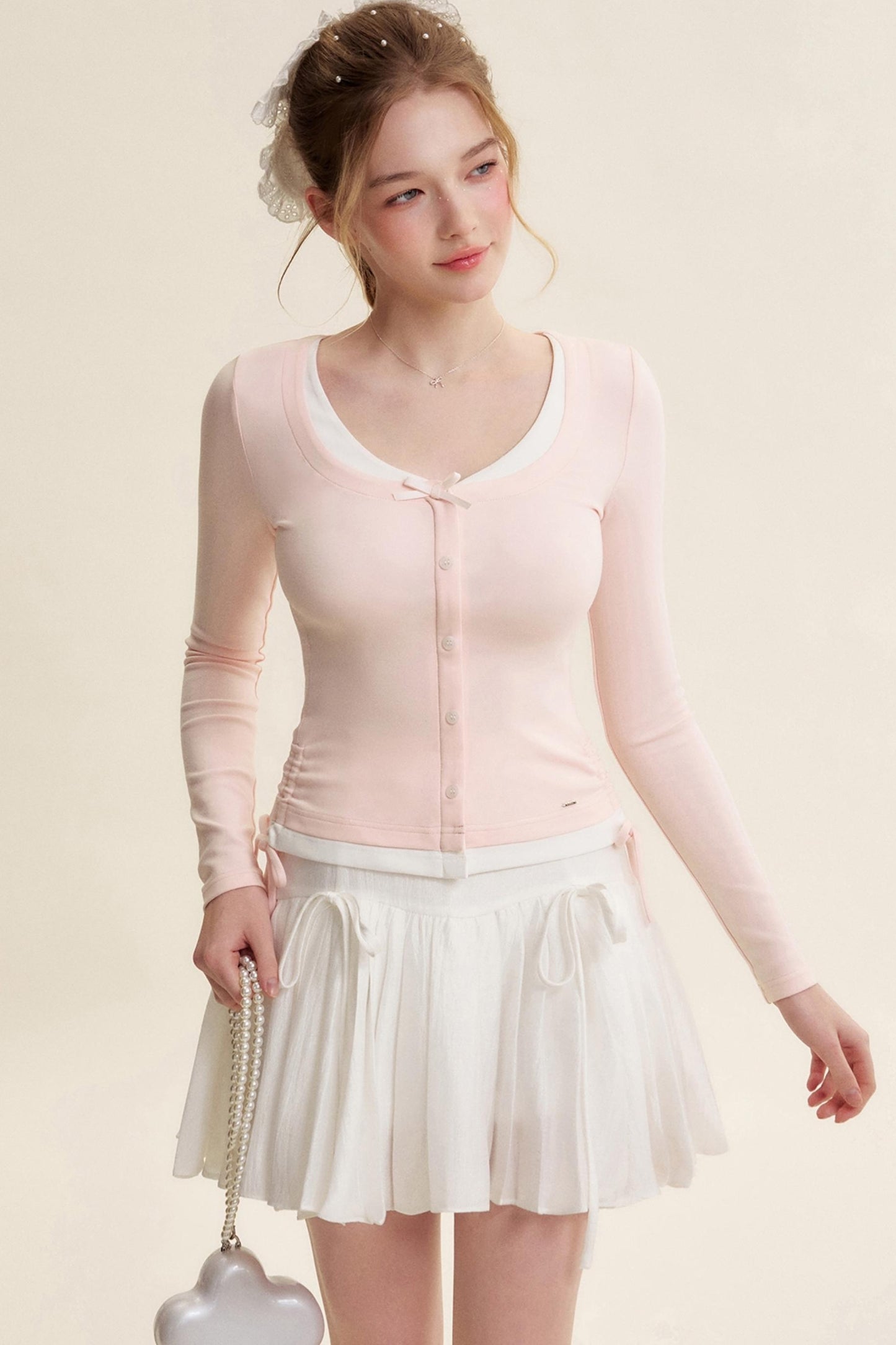 Balletcore Pleated Bow Skirt