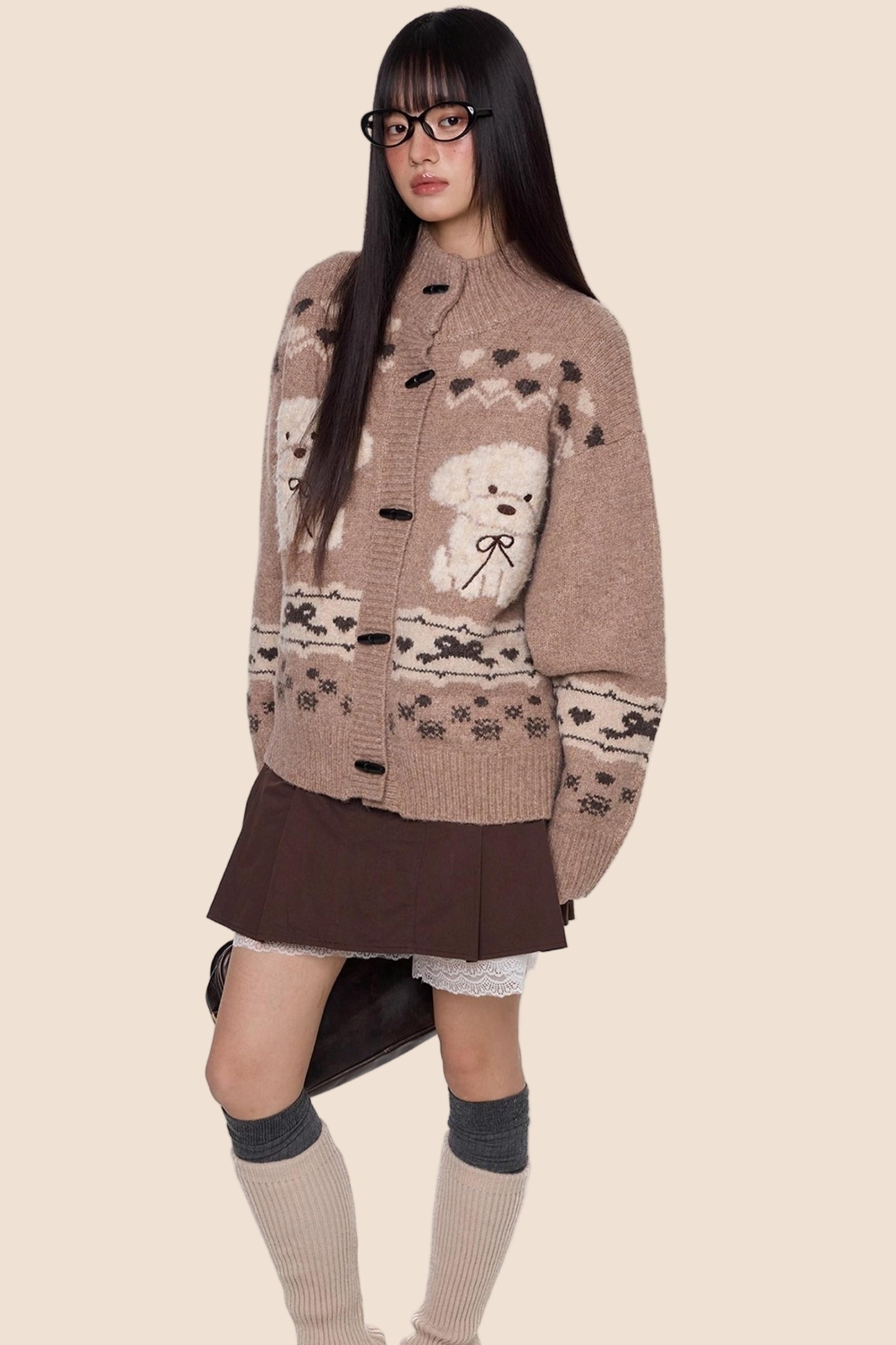 Vintage Dog Knit Cardigan Sweater