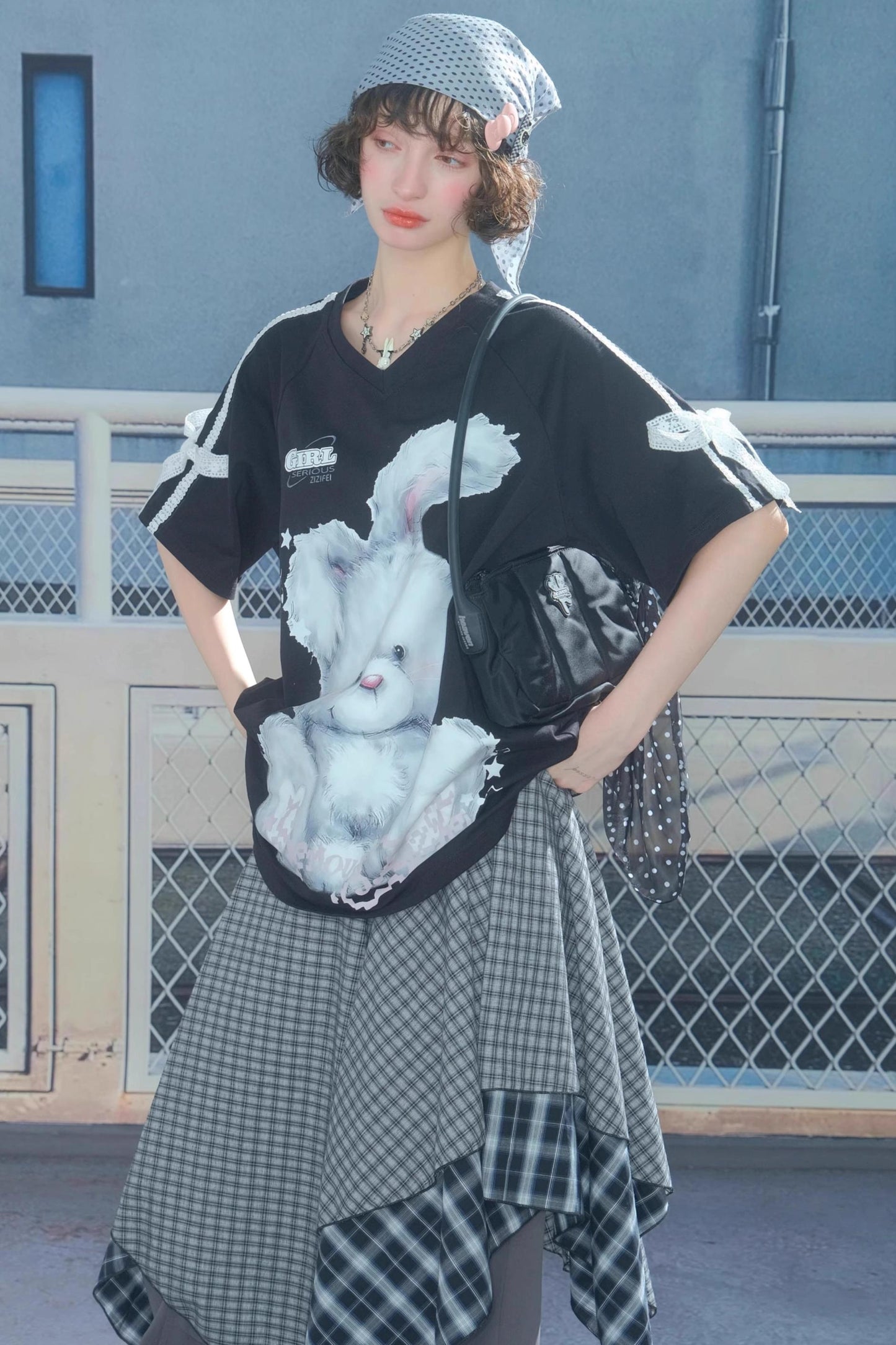 Summer Vintage Lace Bow Short Sleeve T-Shirt