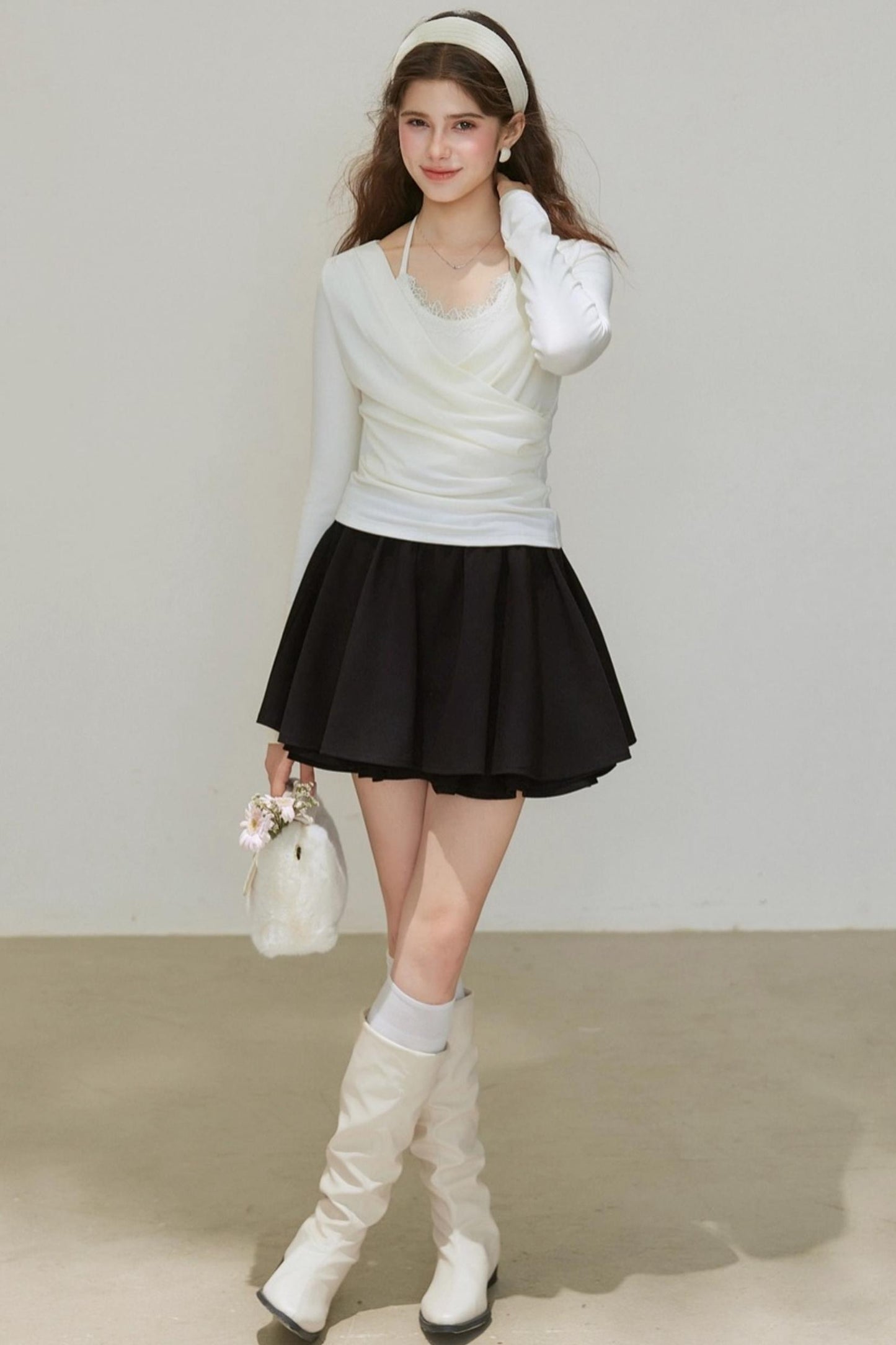 Ruffled Pleated A-Line Skirt