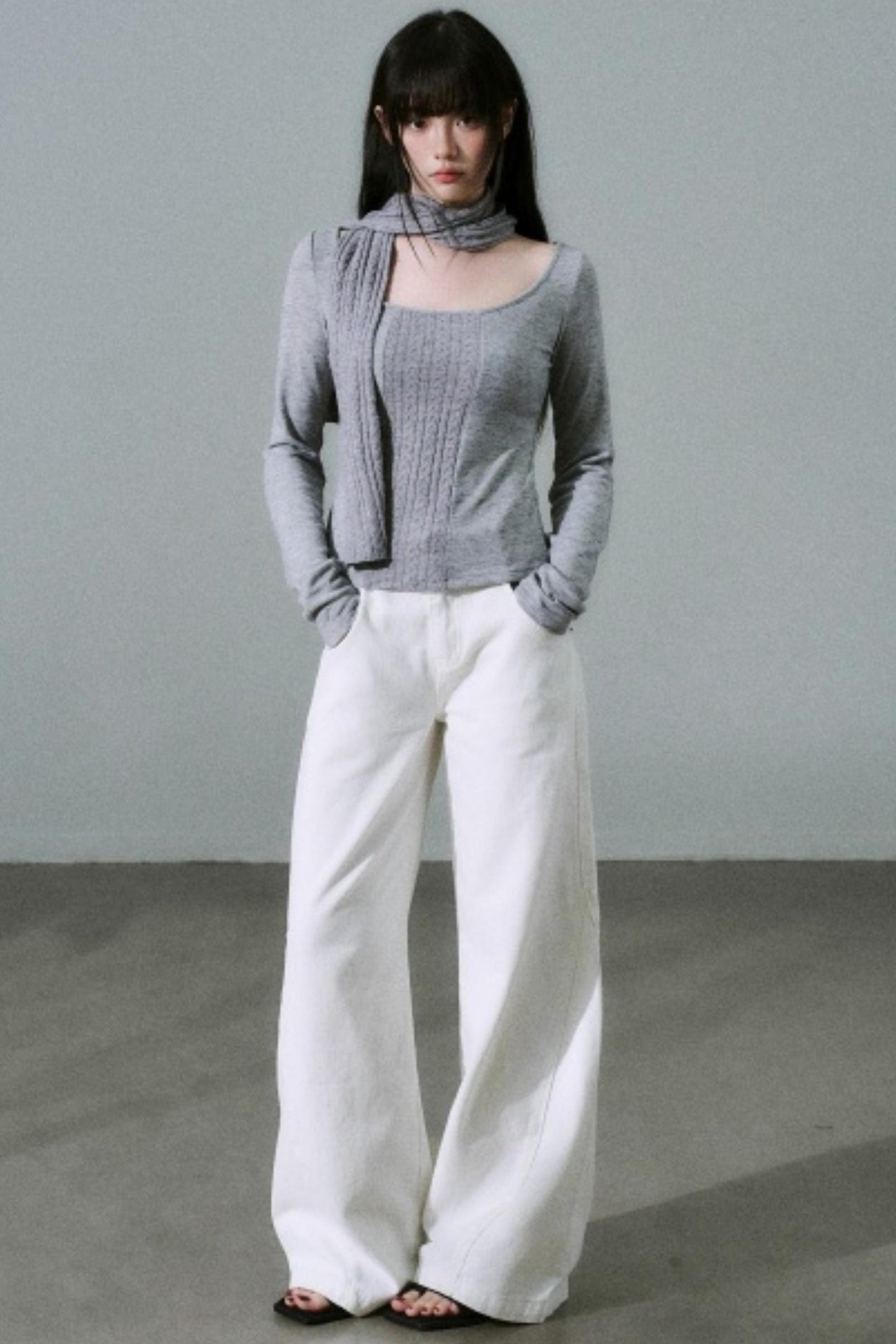 White Cotton Denim Pants