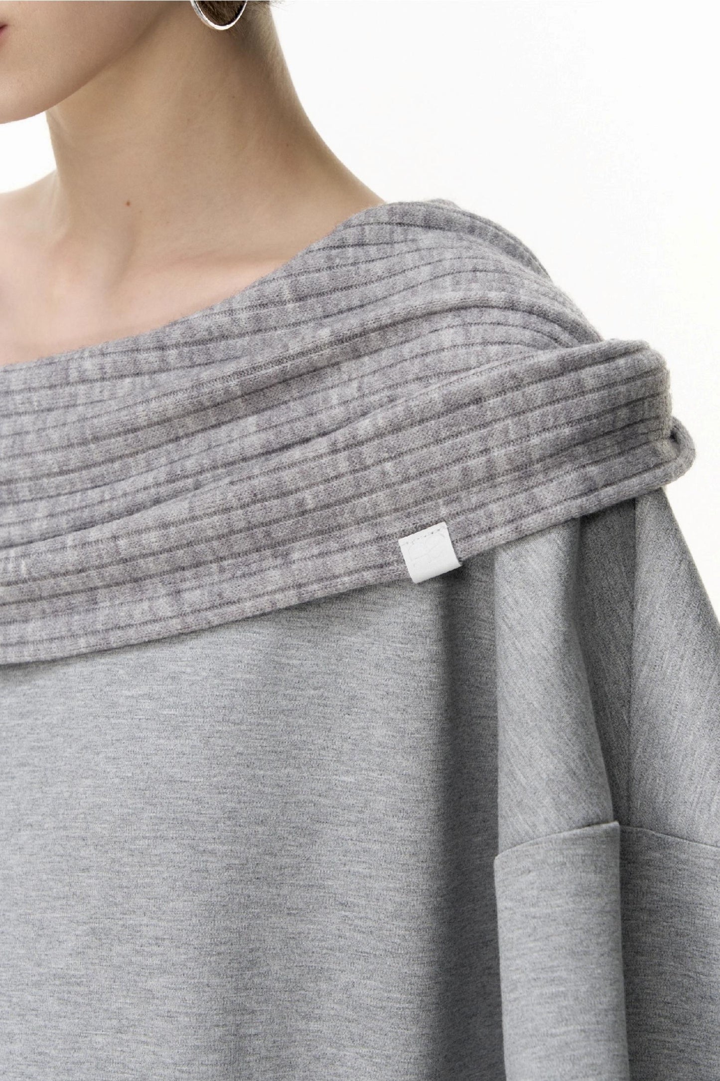 Slanted Shoulder Loose Pullover Sweatshirt