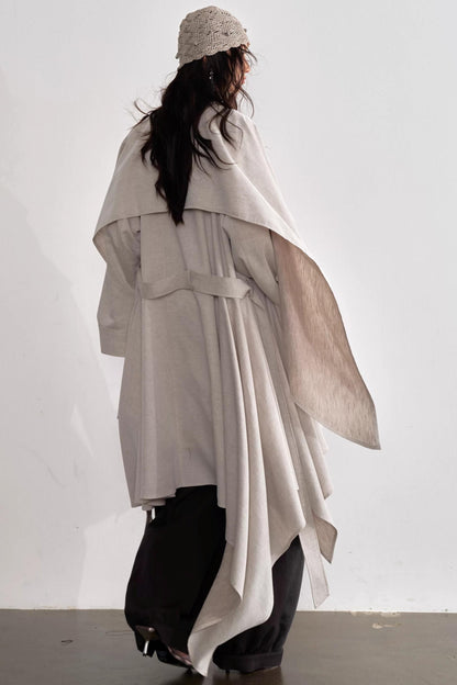 Gypsum White Linen Trench Coat