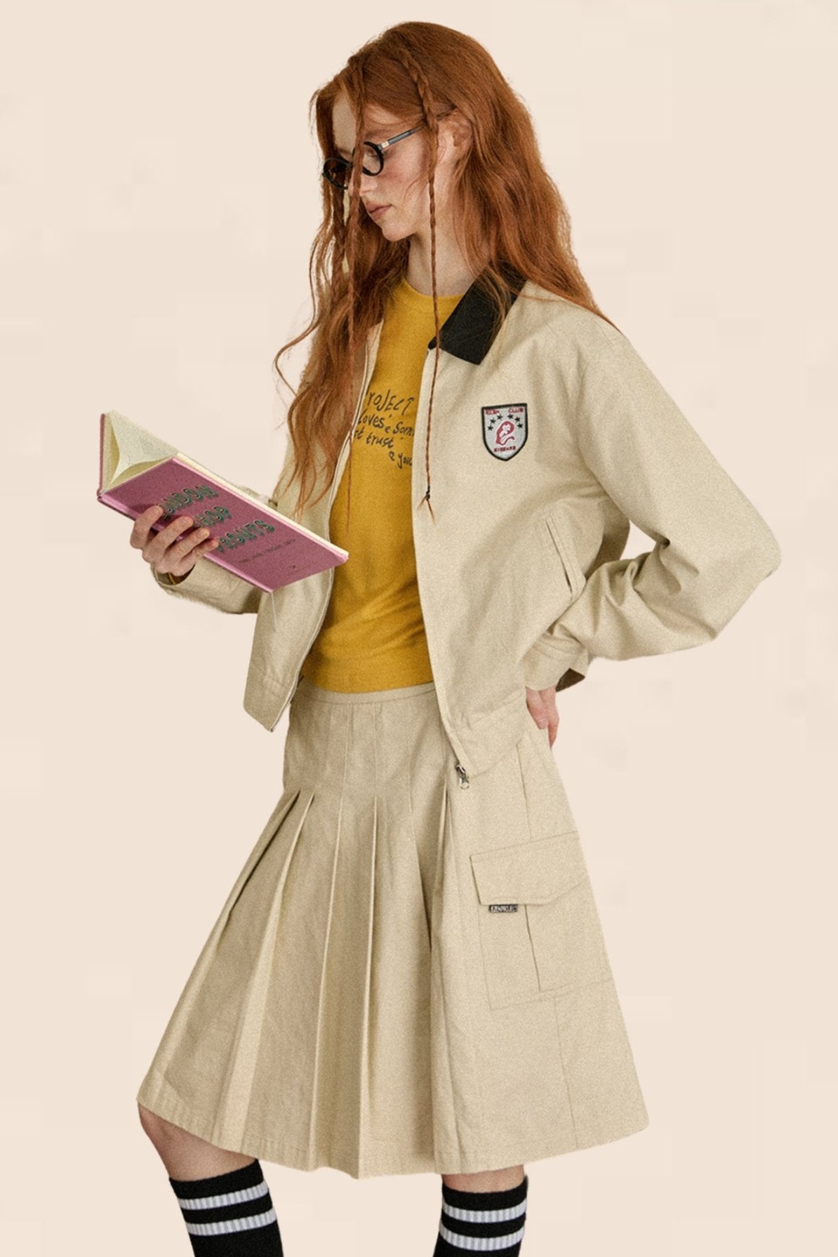 Retro College Jacket Two-Piece Set-Up