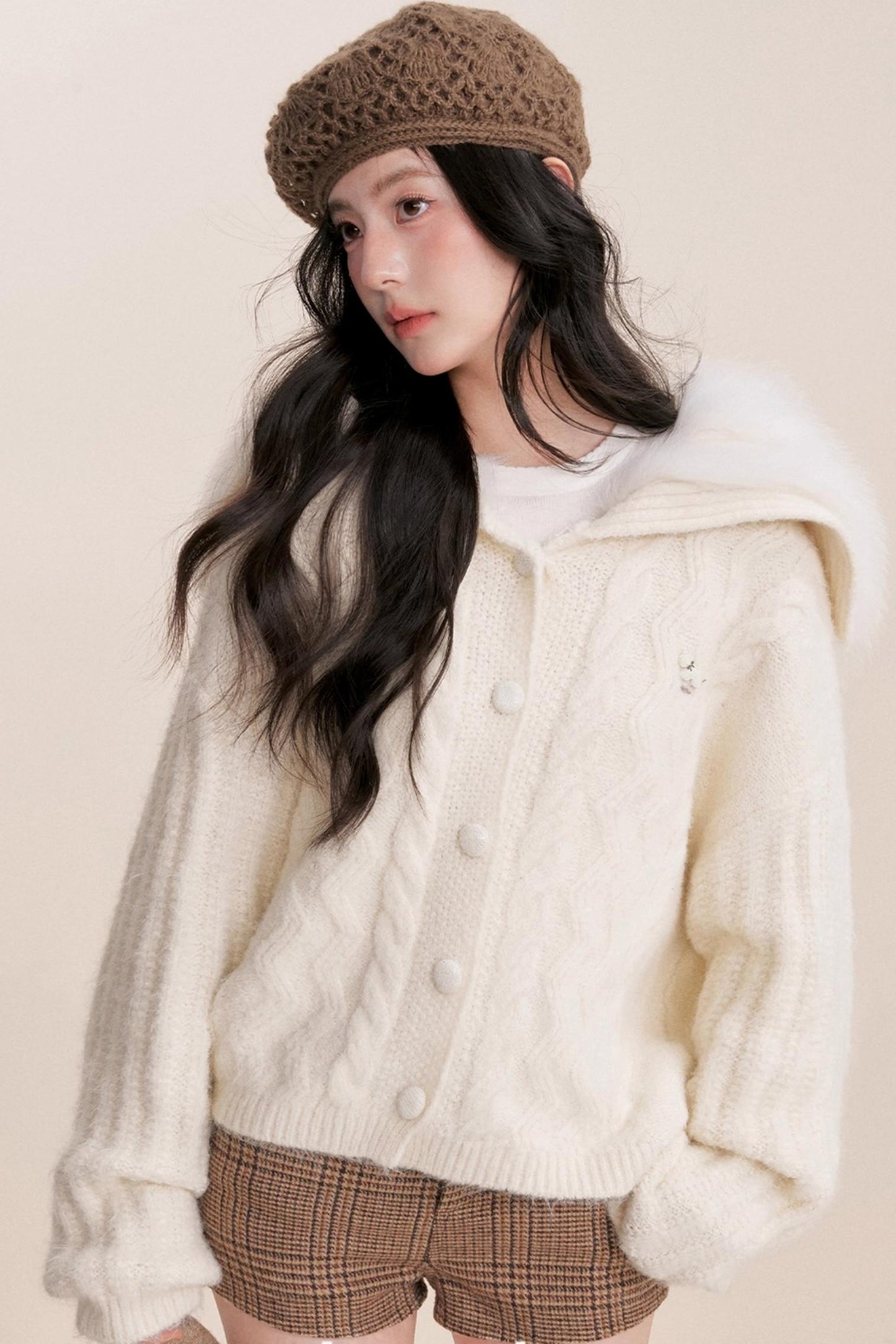 Winter Faux Patchwork Cardigan