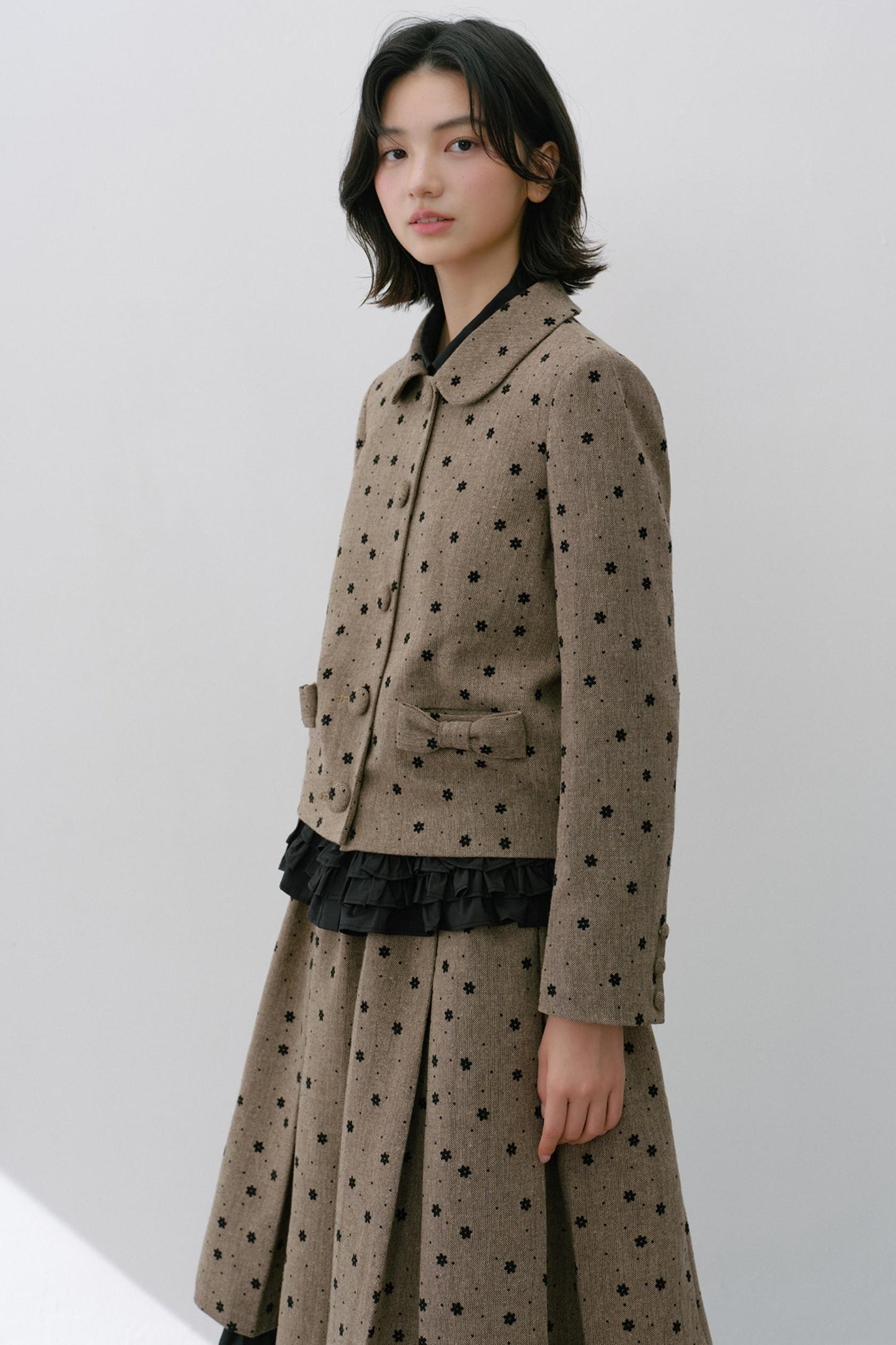 Elastic Pleated Skirt Suit Set-Up