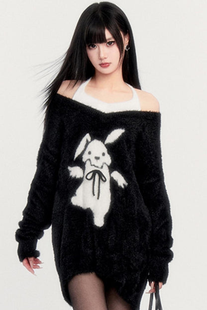 Imitation Mink Jacquard Sweater Top