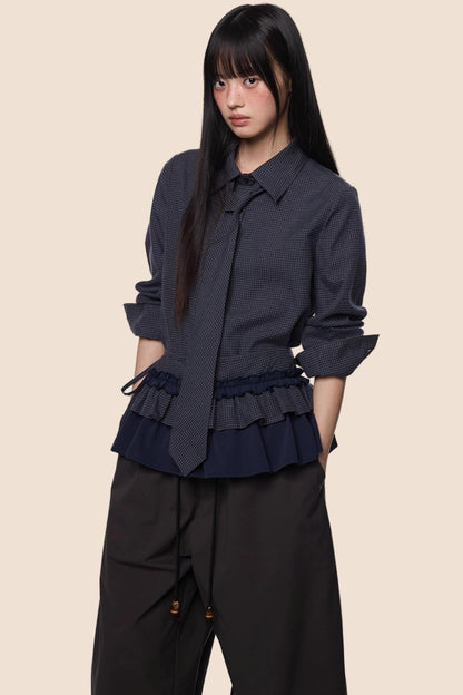 Vintage Pleated Plaid Shirt