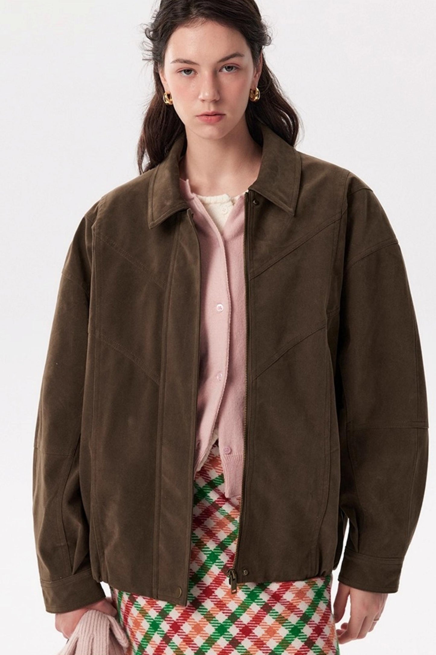 Muffin Cocoa Suede Lapel Jacket