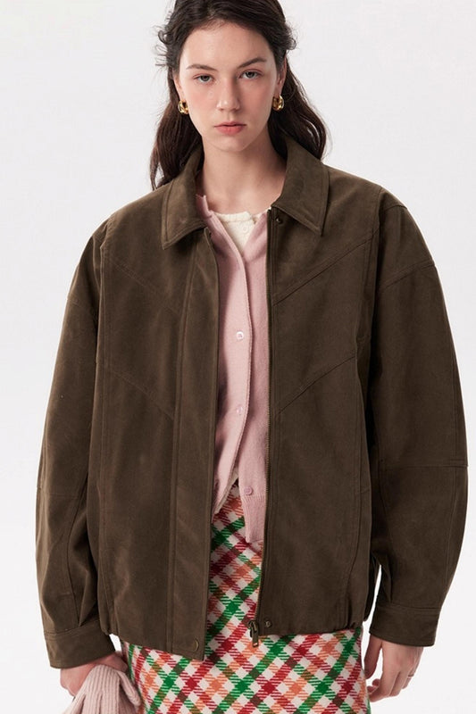 Muffin Cocoa Suede Lapel Jacket