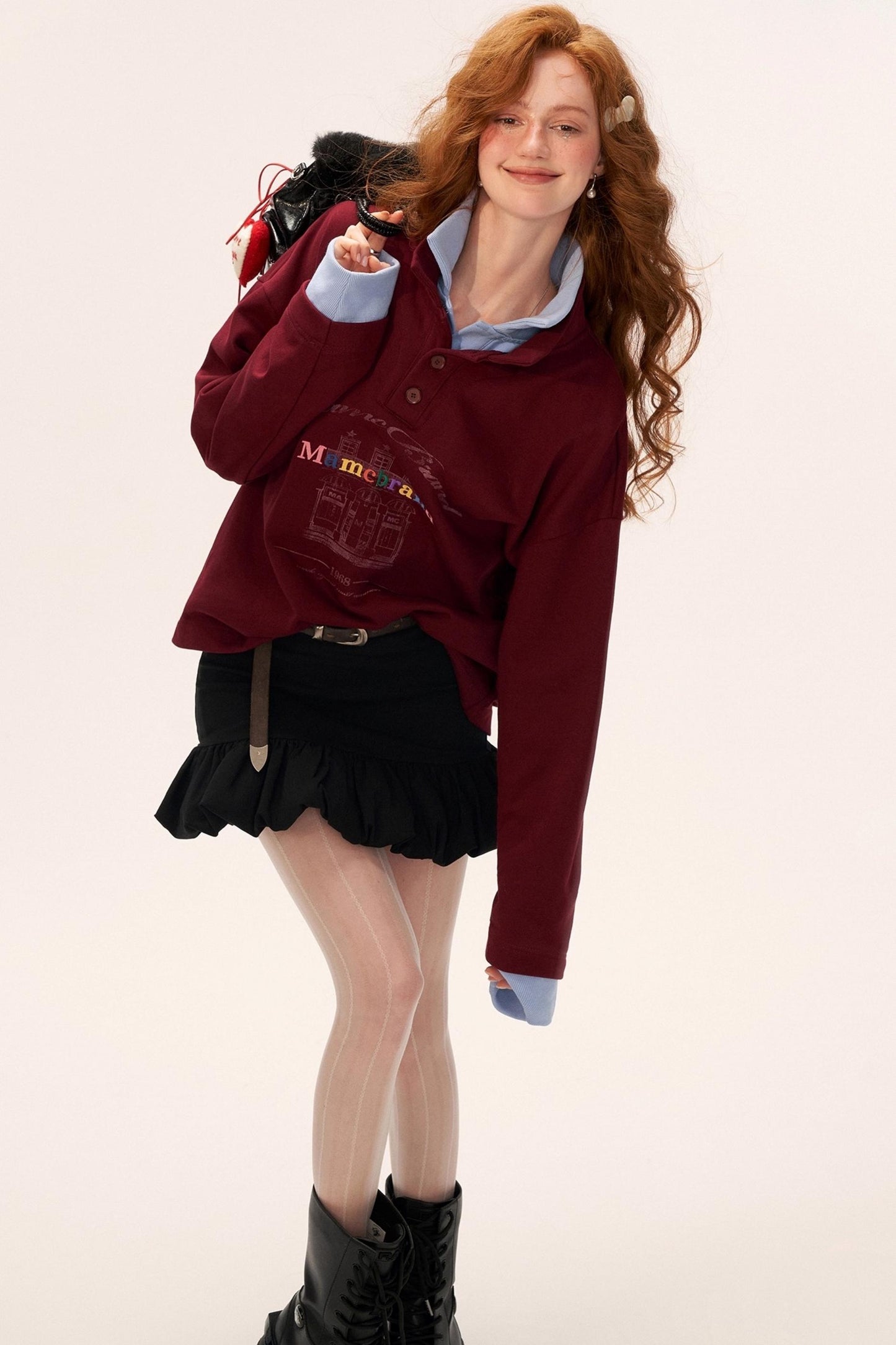 Button Lapel Polo Sweatshirt