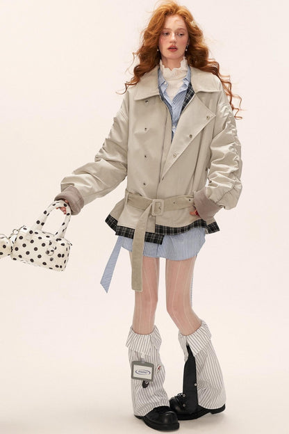 Plaid Corduroy Collar Jacket