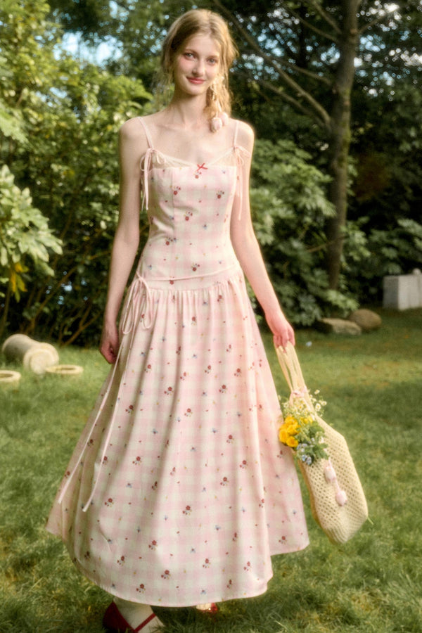 White Berry Lace Plaid Dress