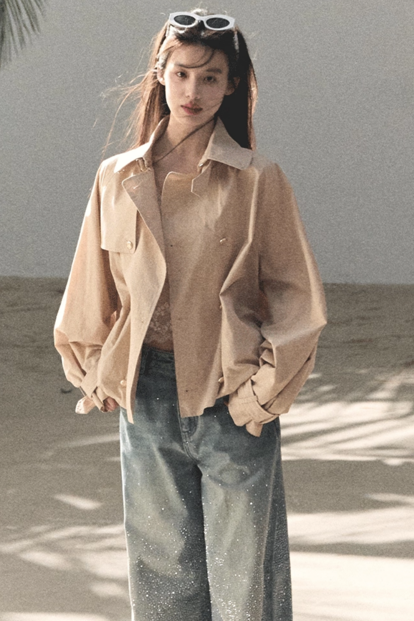 Lyocell Double-Breasted Trench Jacket