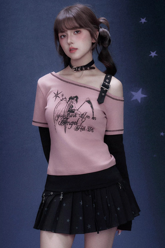 Raspberry Off-Shoulder Angel Top