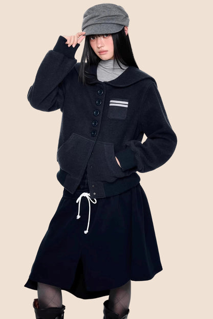 Preppy Vintage Woolen Coat