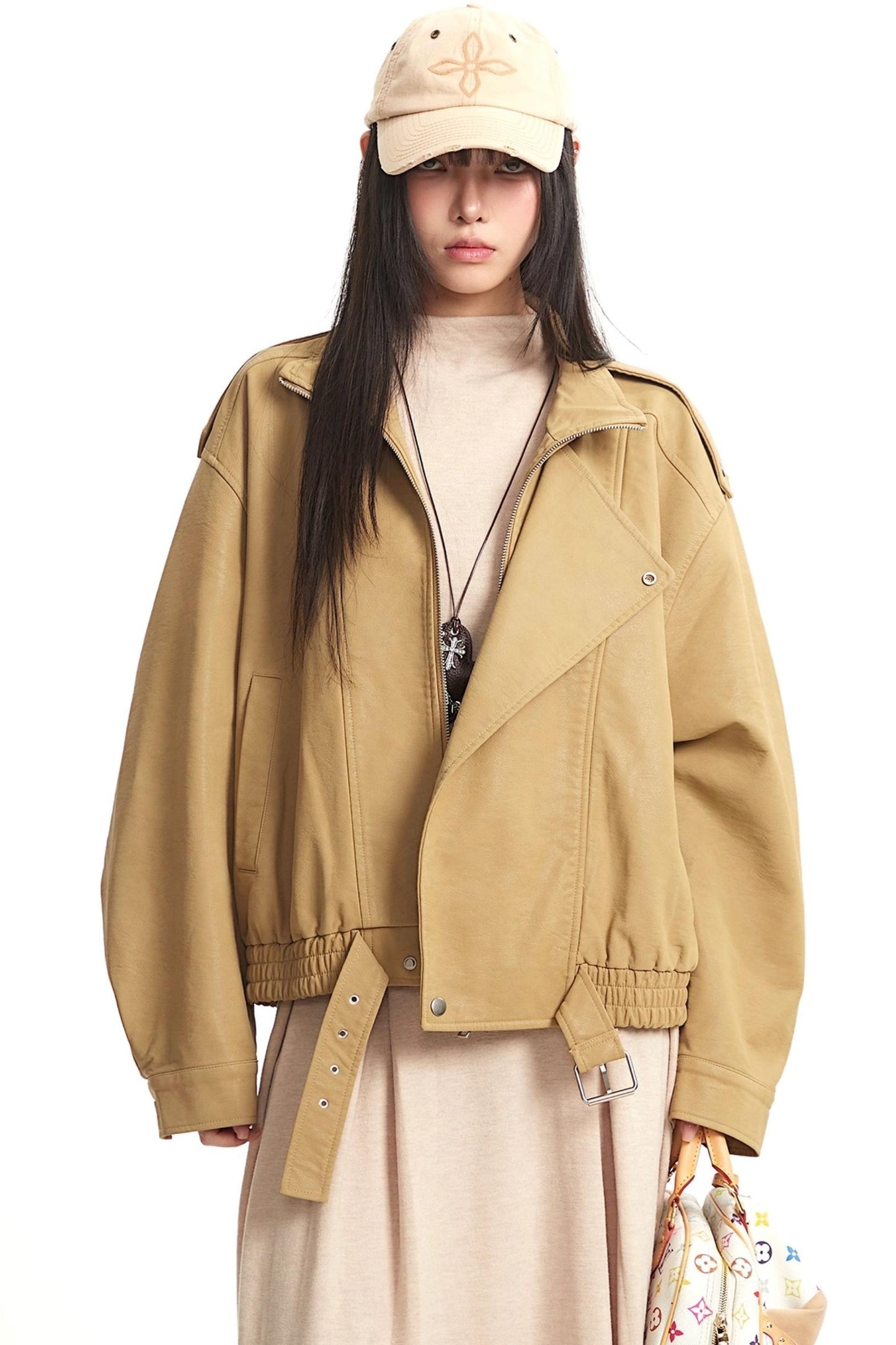 Retro Khaki Leather Jacket