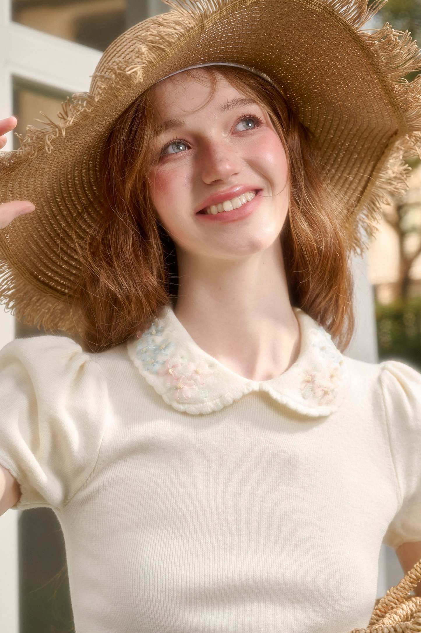 Frozen Flowers Wool Embroidery Top