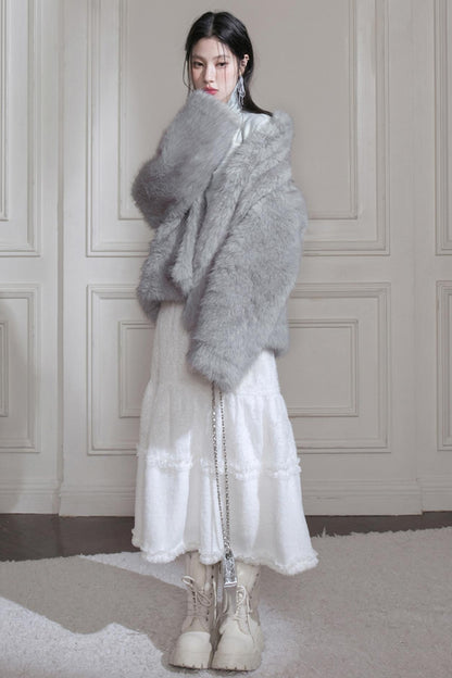 Frost Gray Reversible Fur Jacket