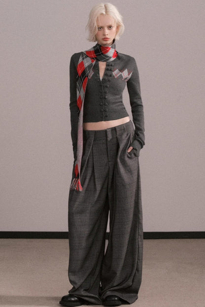 Slim-Fit Quilted Knit Sweater Set