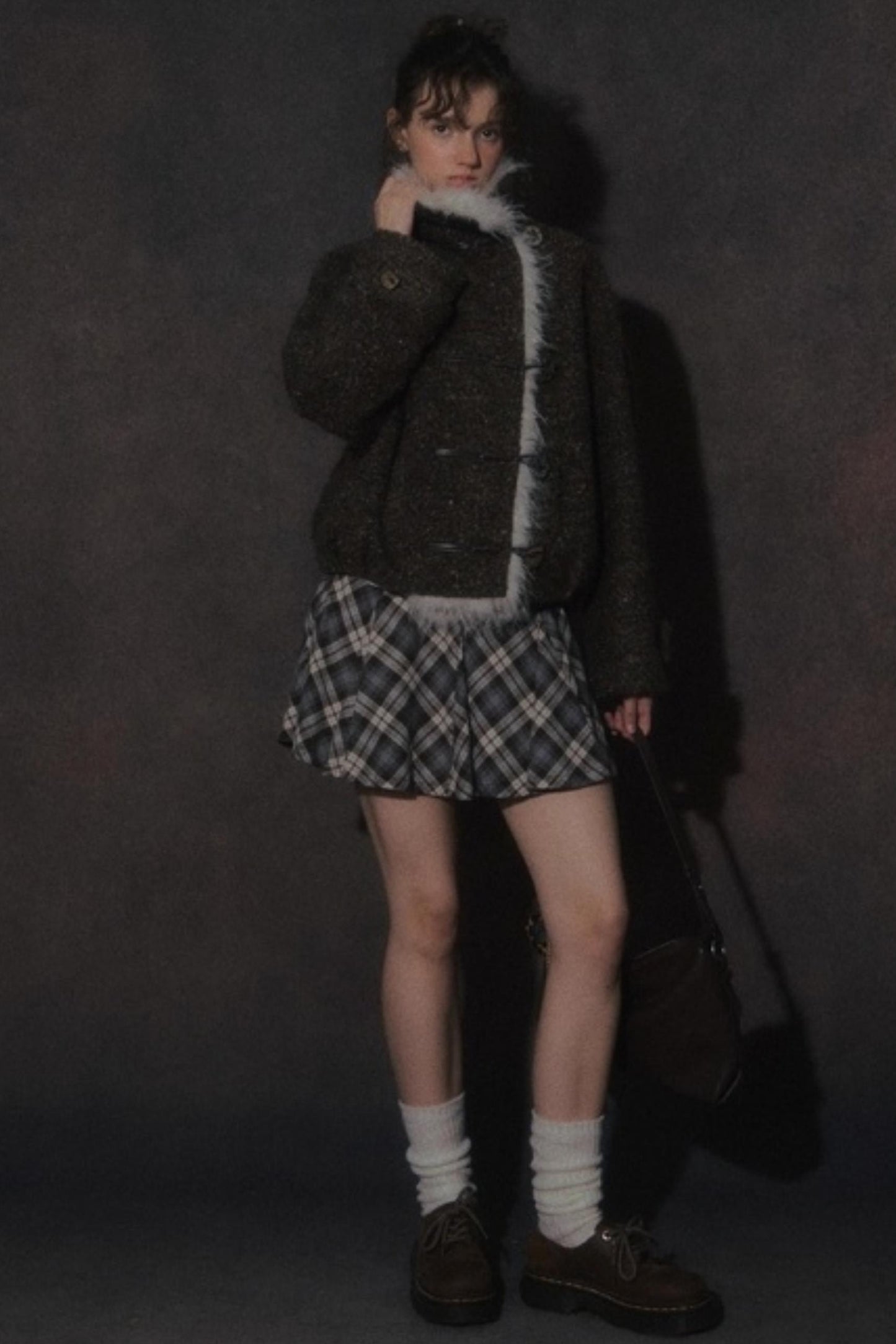 Vintage Wool Stand-Up Collar Short Jacket