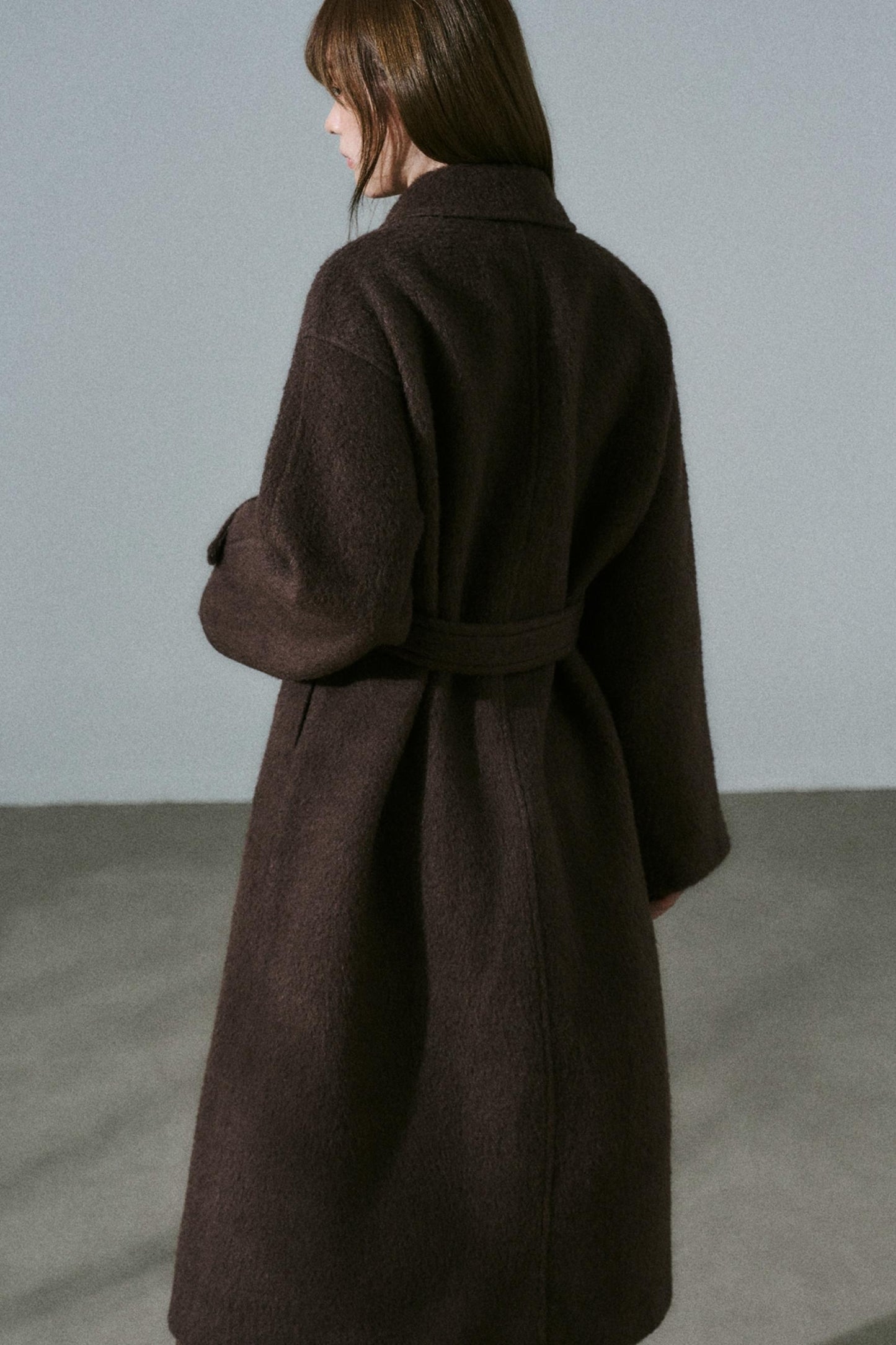 Wool Tweed Plaid Long Coat