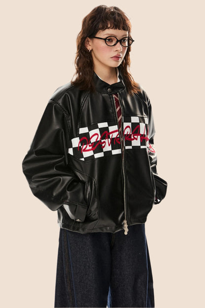 Racing Style Loose Biker Jacket
