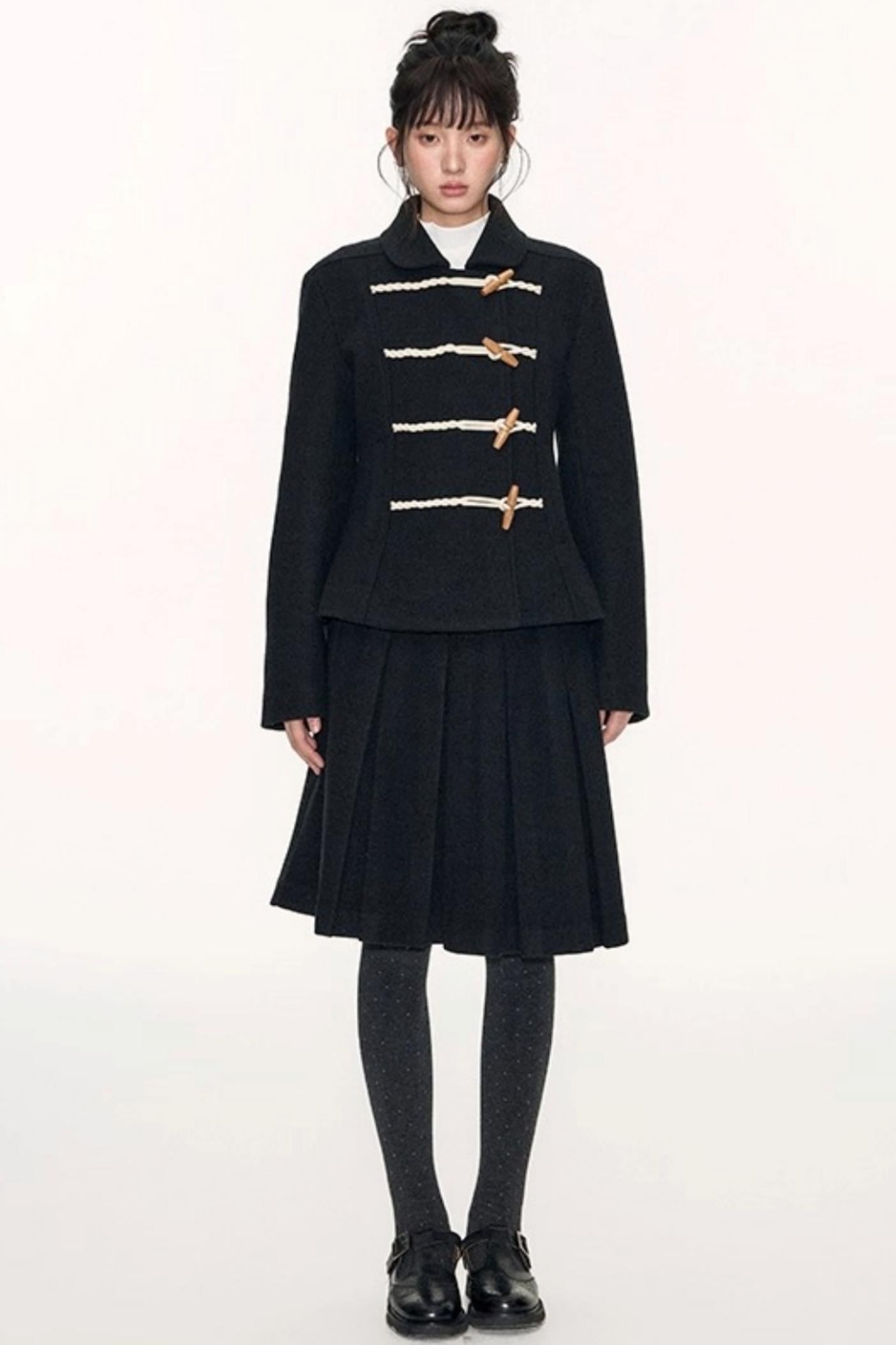 Slim Waist Woolen Coat Set-Up