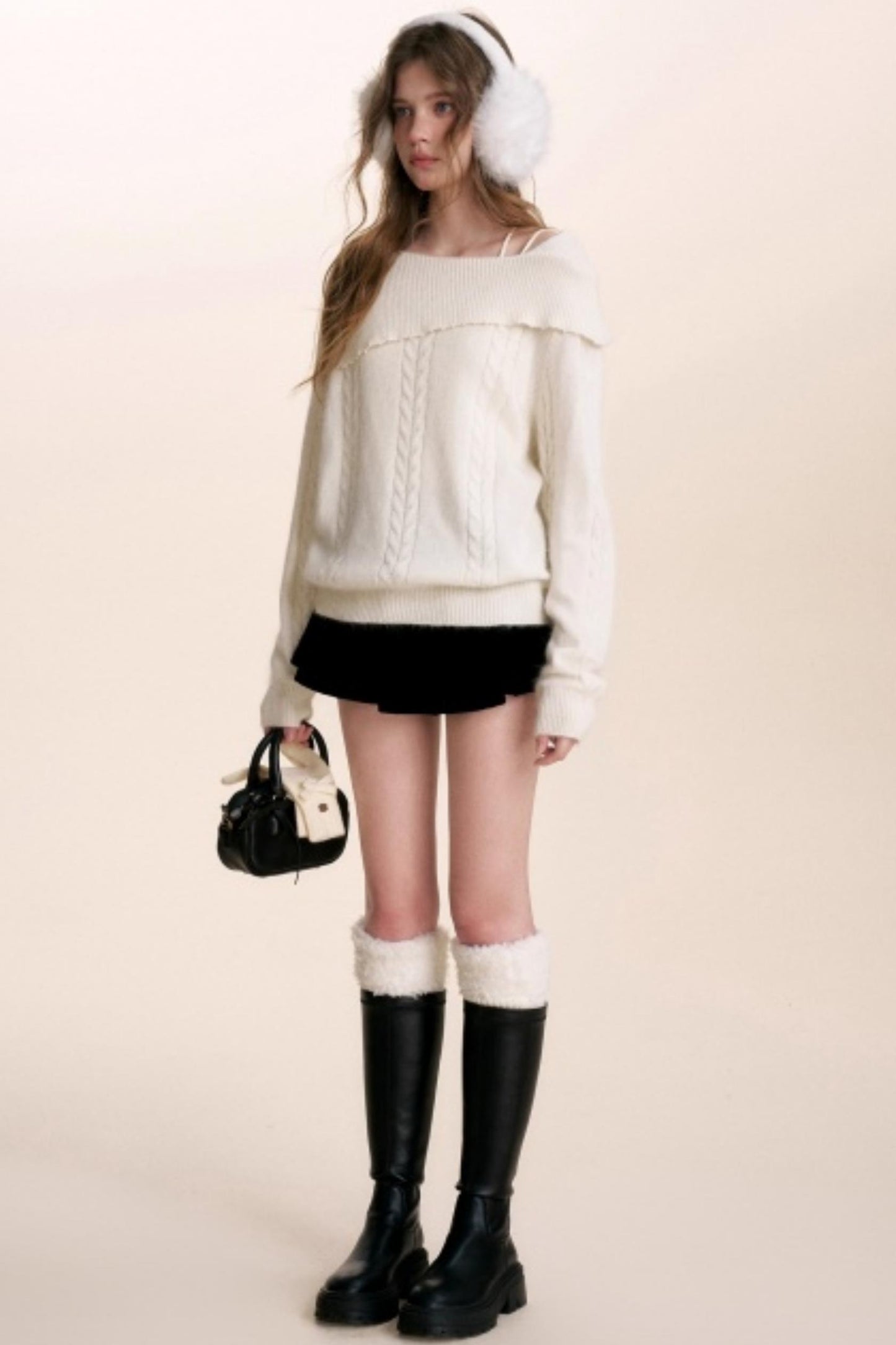 Velvet Pearl One-Shoulder Sweater