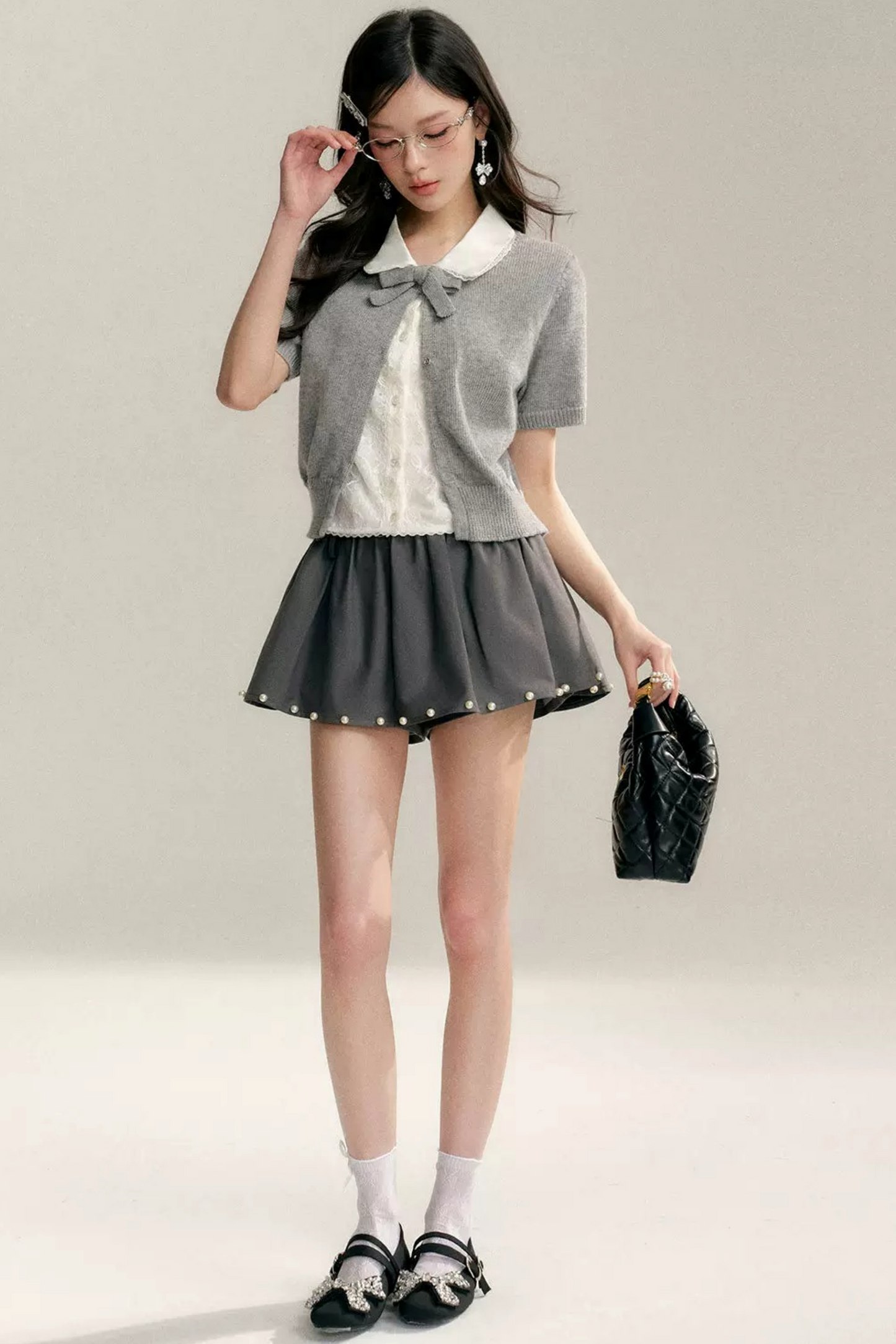 아카데미 돌 칼라 니트 세트업