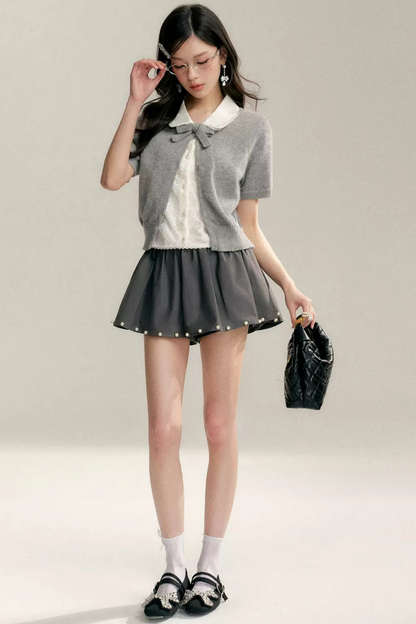 아카데미 돌 칼라 니트 세트업