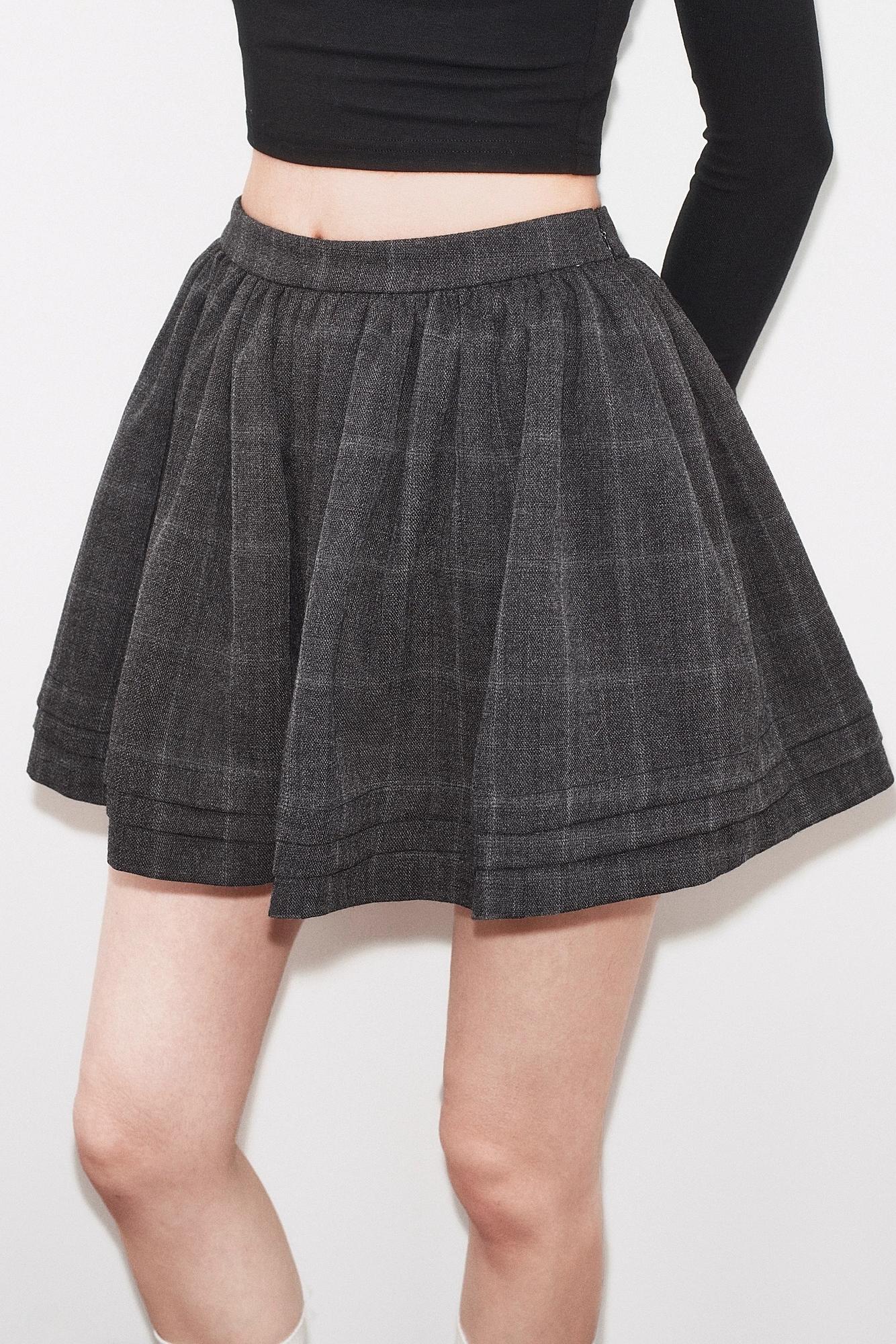 High-Waisted Pleated Puffy A-Line Skirt Set-Up