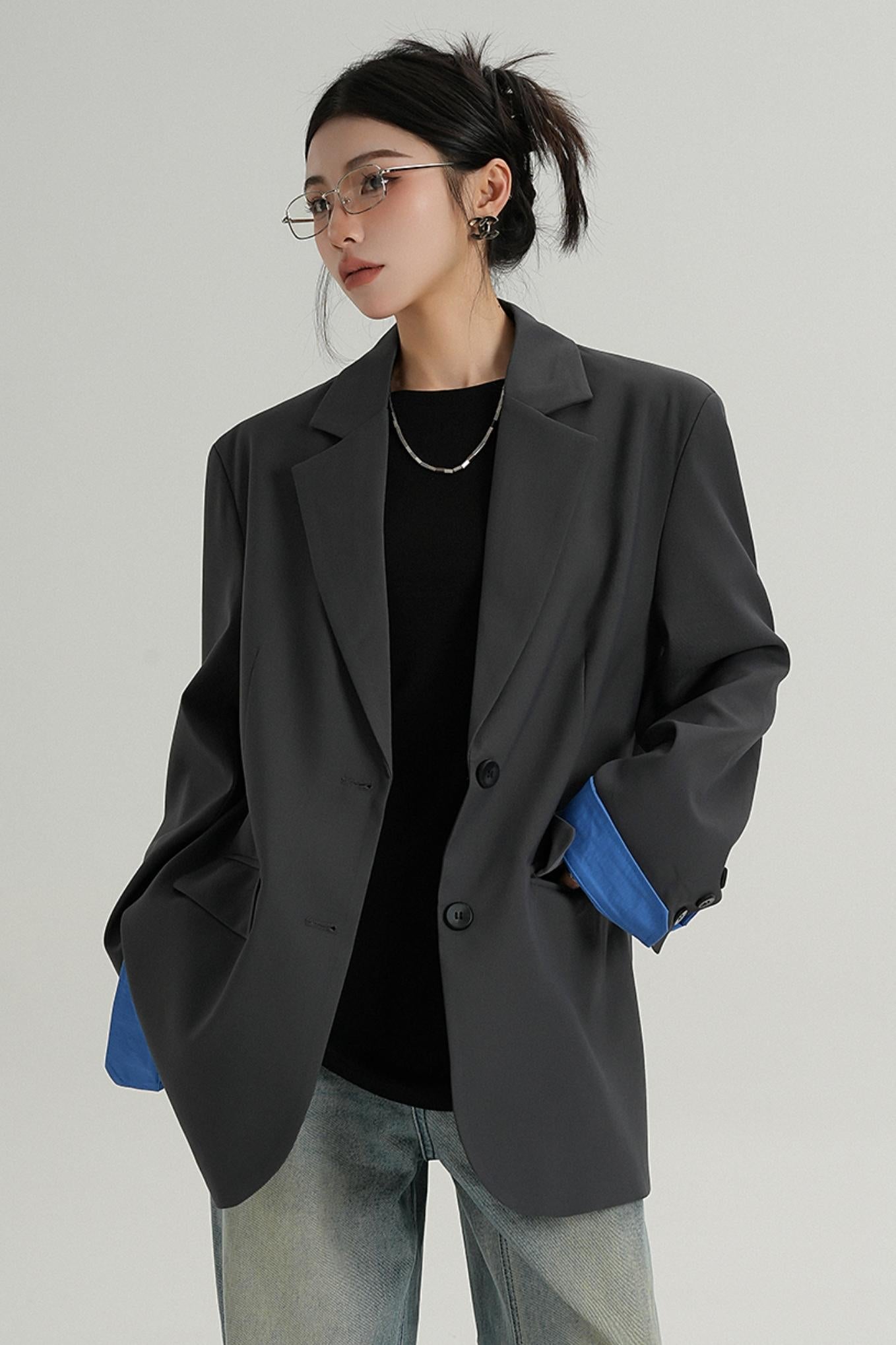 Blazer à lacets de design tempérament 