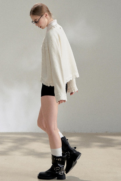 White Fragrance Knitted Cardigan