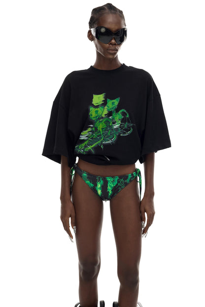 Cat Skeleton Print T-Shirt