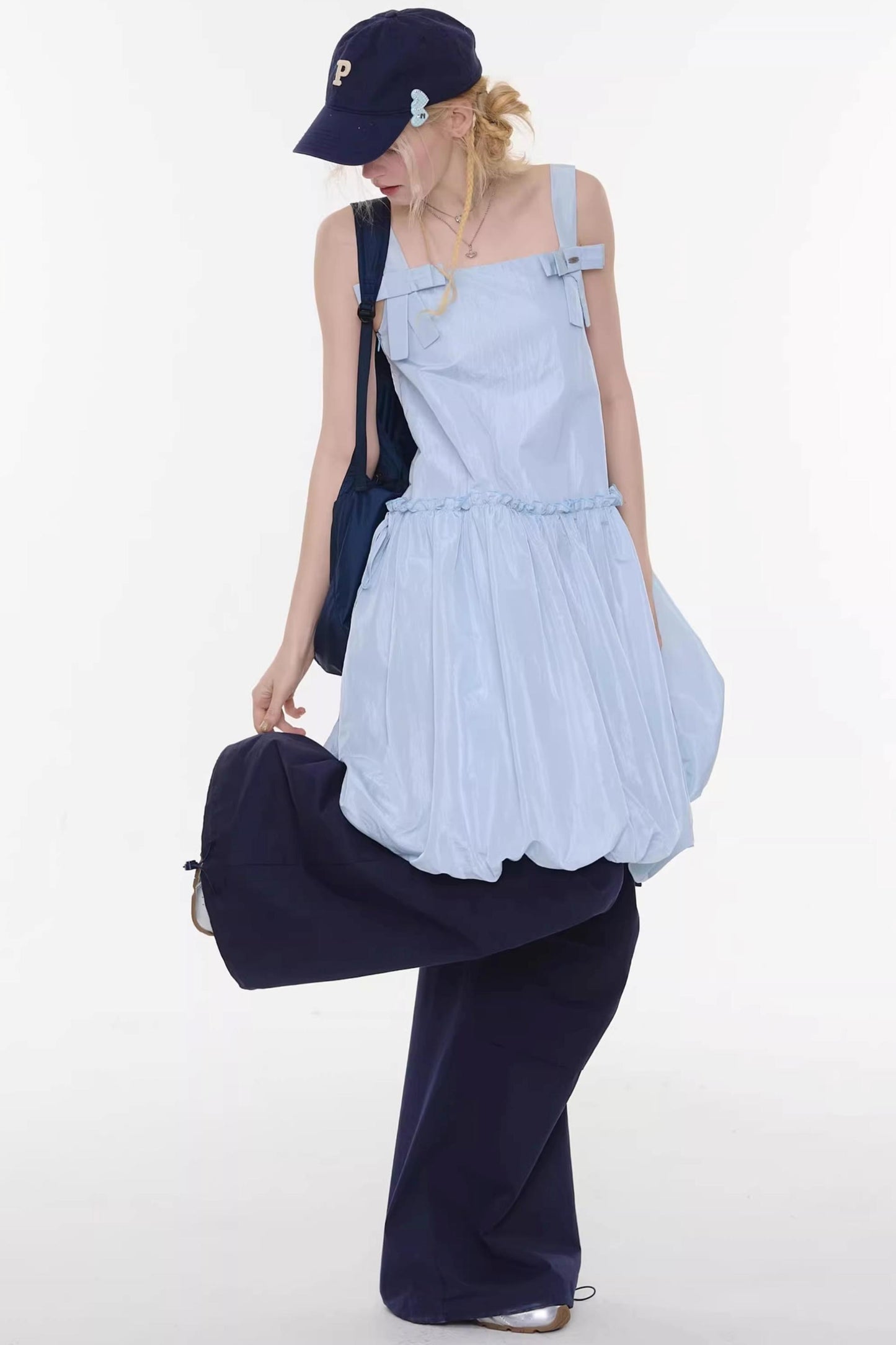 Summer Blue Bow-Tie Dress