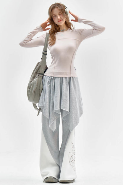 롱 슬리브 레트로 토끼 티셔츠 