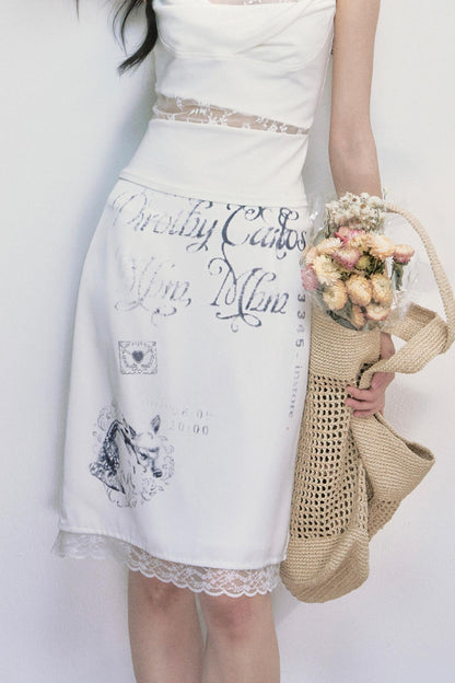 Satin Lace Fawn Skirt