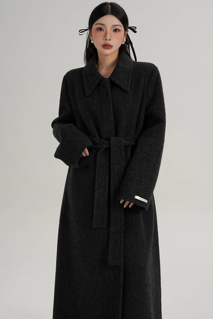 Elegant Extra-Long Wool Coat
