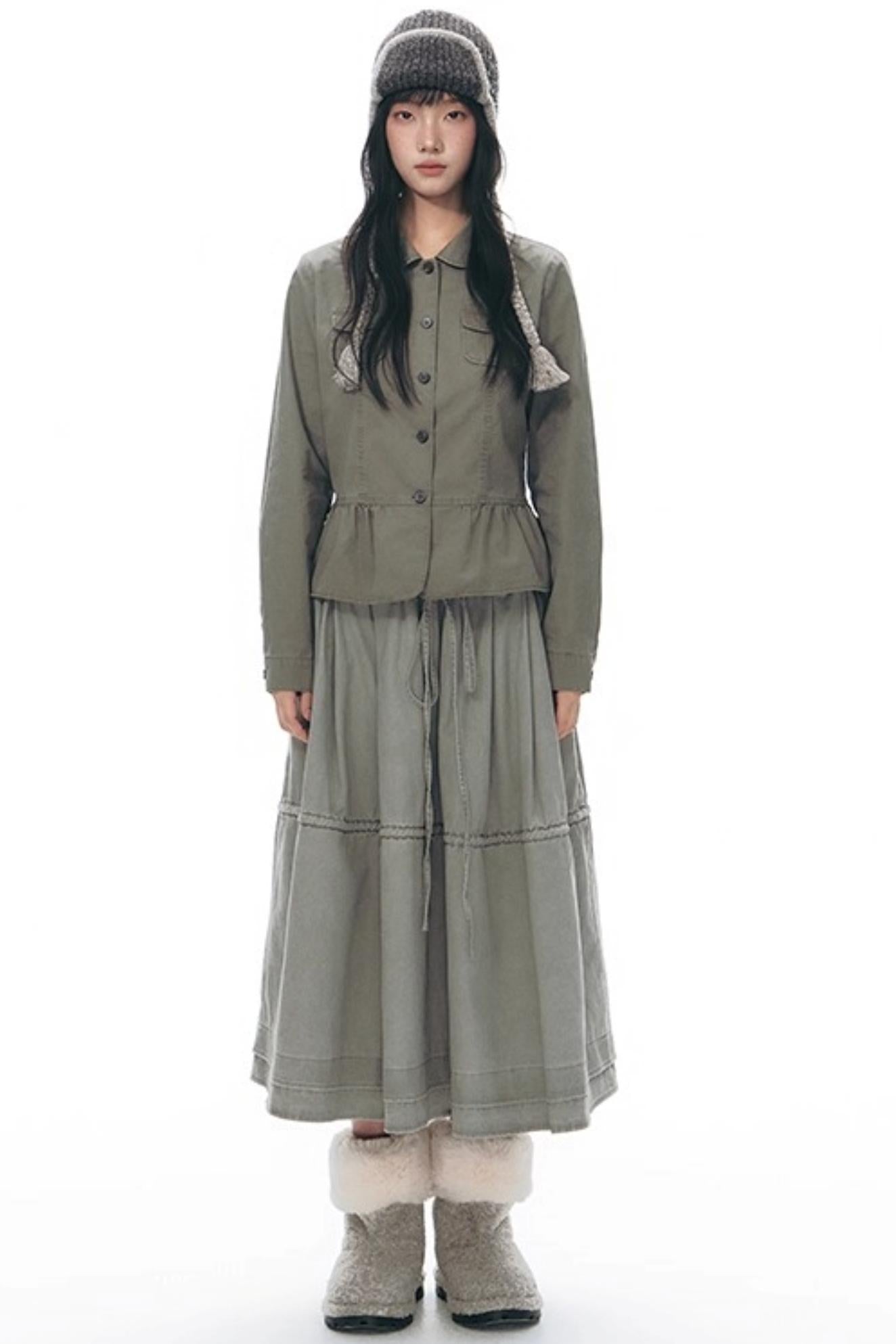 Elastic Cotton Dimensional Skirt